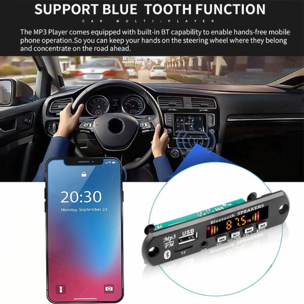 MP3 декодер плата Bluetooth5.0 Автомобильный MP3-плеер USB Запись громкой связи модуль FM AUX радио Питание от 5 - 18 Вольт 2*25 Вт усилитель — изображение 2