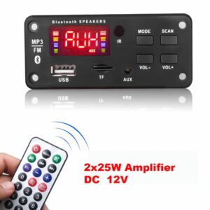 MP3 ДЕКОДЕР ПЛАТА BLUETOOTH5.0 АВТОМОБИЛЬНЫЙ MP3-ПЛЕЕР USB МОДУЛЬ FM AUX РАДИО ПИТАНИЕ ОТ 6 – 12 ВОЛЬТ 2*25 ВТ УСИЛИТЕЛЬ