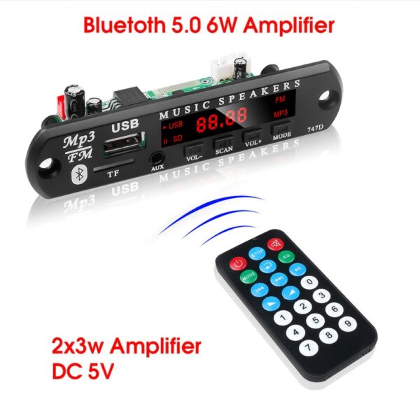 MP3 Декодер Плата Bluetooth5.0 Автомобильный MP3-Плеер USB Запись Громкой Связи Модуль FM AUX Радио Питание От 5 — 18 Вольт 2*3 Вт Усилитель