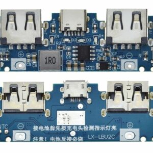 Плата контроллер LX-LBU2C для PowerBank, USB, MicroUSB/Type-C Dual USB  5В, All 2,4А