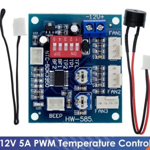 Термостат для PC CPU Fan четырех проводных DC 12V 5A PWM PC CPU Fan Temperature Control Speed Controller Board Speed Controller Temperature Probe Buzzer