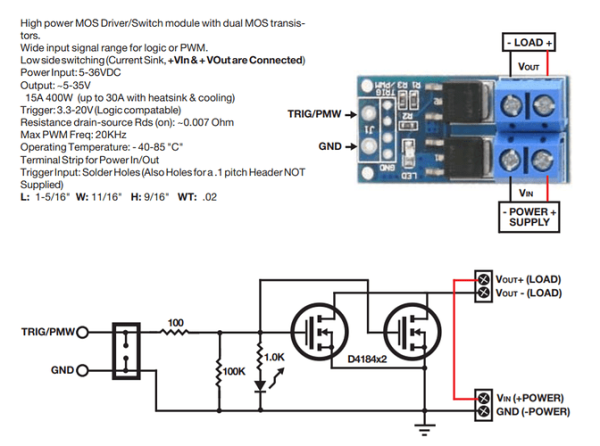 Модуль полупроводникового реле 15A 400W MOS FET Trigger Switch Drive Module PWM Regulator Control Panel for arduino DC 5V 12V 36V — изображение 2